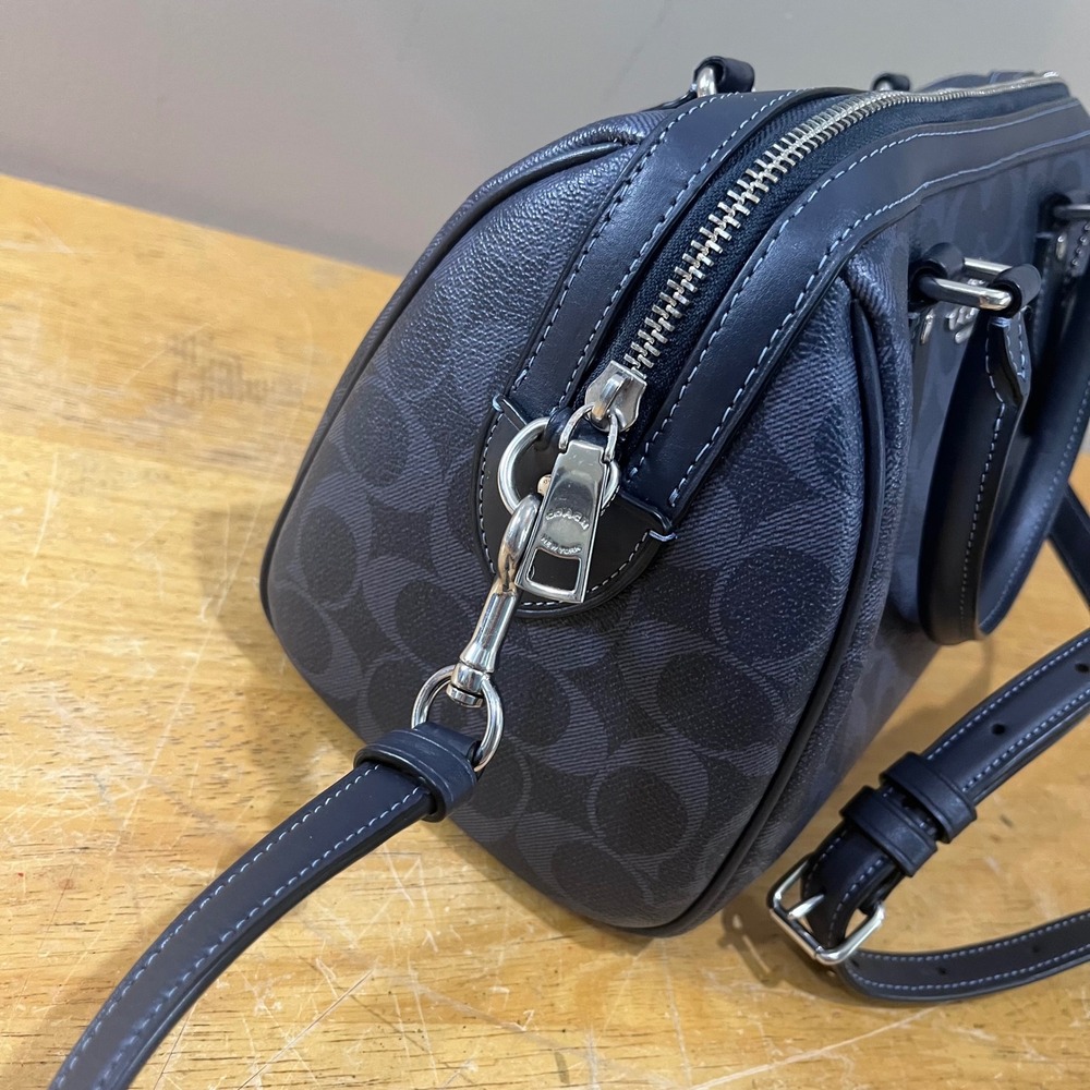 Coach Rowan Satchel Dark Denim Signature Leather Crossbody Bag CM280 Luxury - Picture 3 of 14